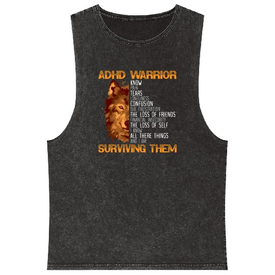 ADHD Warrior Embrace Neurodiversity ADHD Awareness Mineral Wash Tank Tops
