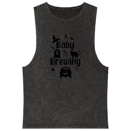 A Baby Is Brewing Maternity Halloween Women Funny Mineral Wash Tank Tops
