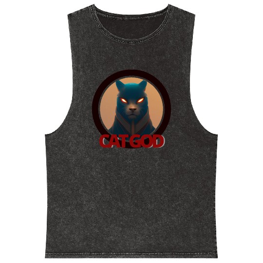 Samurai Cat God Mineral Wash Tank Tops