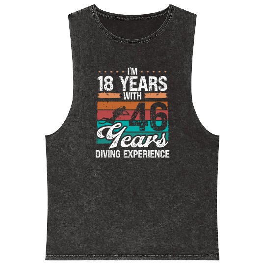 64 Birthday Idea Scuba Diving 64 Year Old Diver Mineral Wash Tank Tops