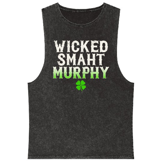 Wicked Smaht Murphy Clan Boston Irish Slang Mineral Wash Tank Tops
