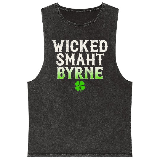 Wicked Smaht Byrne Clan Boston Irish Slang Mineral Wash Tank Tops