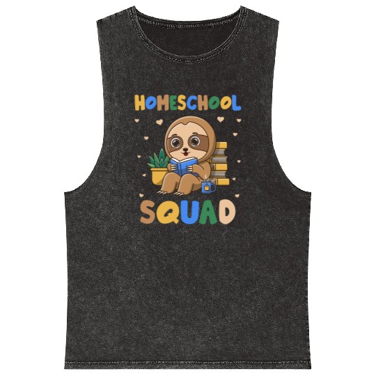 Homeschool Sloth Funny First Day Of School Mineral Wash Tank Tops