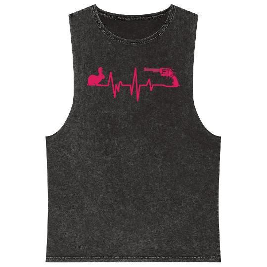 Heartbeat Rabbit Weapon Gun Hunting Gift Hunter Mineral Wash Tank Tops