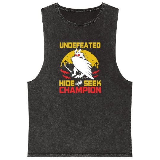 Undefeated Hide And Seek Champion Funny Mothman Mineral Wash Tank Tops