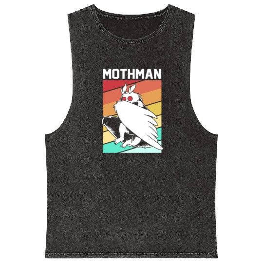 Retro Mothman Cryptid 80s Vintage Mothman Mineral Wash Tank Tops