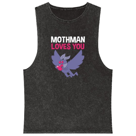 Mothman Loves You Valentines Day Cryptid For Women Mineral Wash Tank Tops