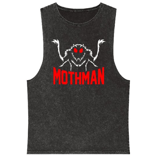 Folklore Monsters Cryptid Goth Mothman Mineral Wash Tank Tops