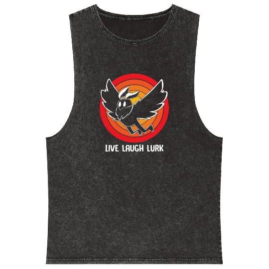 Funny Cryptid Live Laugh Lurk Mothman Mineral Wash Tank Tops