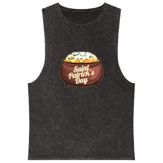 Pot Of Gold For St. Patricks Day Mineral Wash Tank Tops