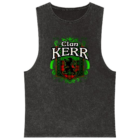 Clan Kerr Tartan Rampant Lion Celtic Mineral Wash Tank Tops