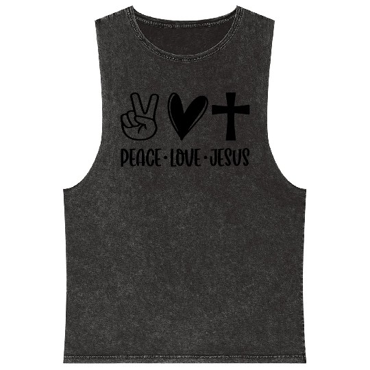 Peace Love Jesus Mineral Wash Tank Tops
