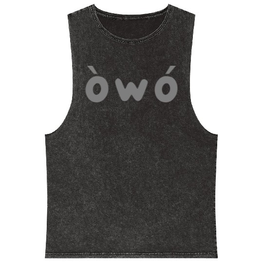 owo grey angry Mineral Wash Tank Tops