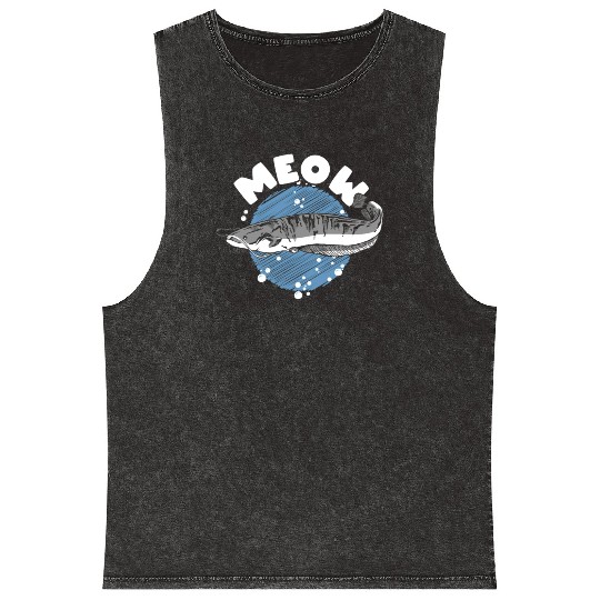 Meow Catfish Fishing Fish Hunting Mineral Wash Tank Tops