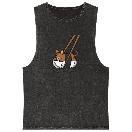 Abyssinian Cat Nigiri Sushi Mineral Wash Tank Tops