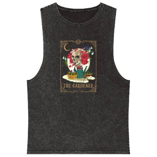 Garden Plants Tarot Card Occult Club Gothic Mineral Wash Tank Tops