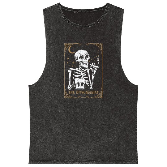Alcohol Tarot Card Occult Club Gothic Vice Mineral Wash Tank Tops