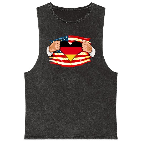 Germans Who Live in America Germany Flag Mineral Wash Tank Tops