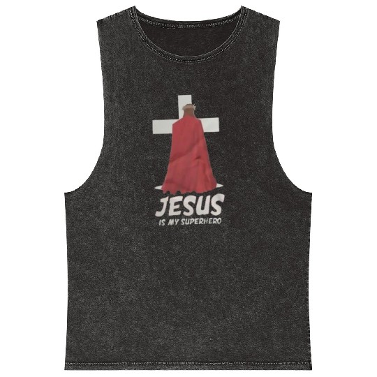 Jesus Is My Superhero Mineral Wash Tank Tops