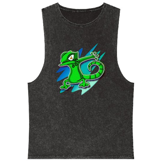Dabbing Gecko - Jack O Lantern Eyes Mineral Wash Tank Tops