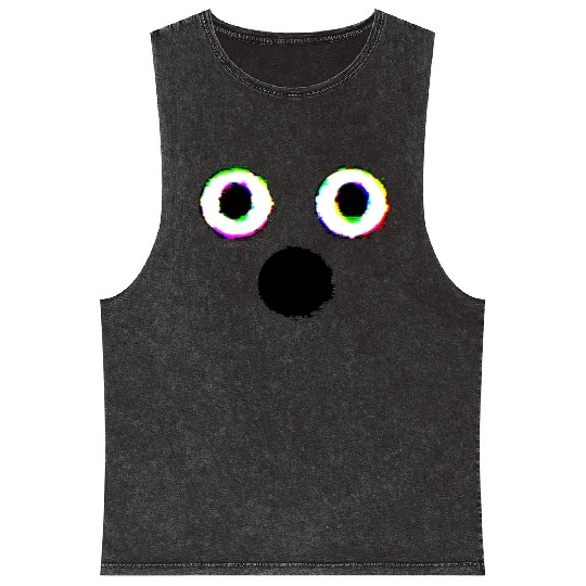 Glitch Ghost Face Mineral Wash Tank Tops