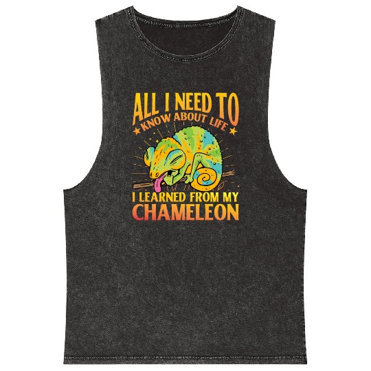All I need to know about life Chameleon Mineral Wash Tank Tops