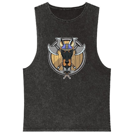 Doberman I Valhalla I Viking Mineral Wash Tank Tops