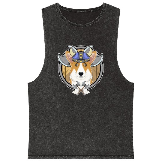 Welsh Corgi I Valhalla I Viking Mineral Wash Tank Tops