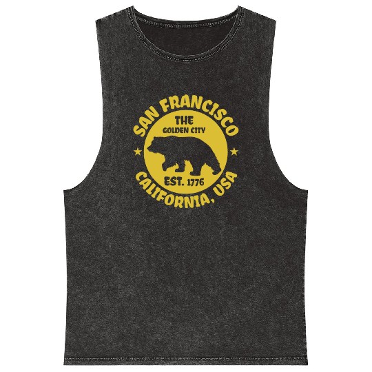San Francisco California Mineral Wash Tank Tops