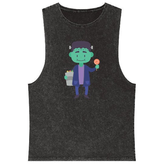 Candy Collector Happy Scary Halloween Vampire Mineral Wash Tank Tops