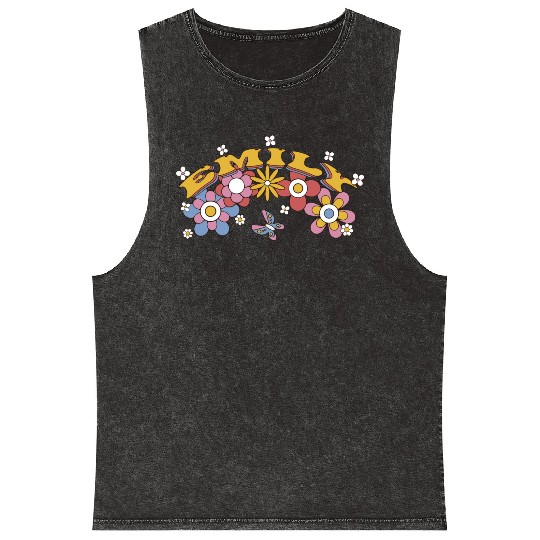 Emily Groovy Flower Tie Dye, Emily Hippie Flower Mineral Wash Tank Tops