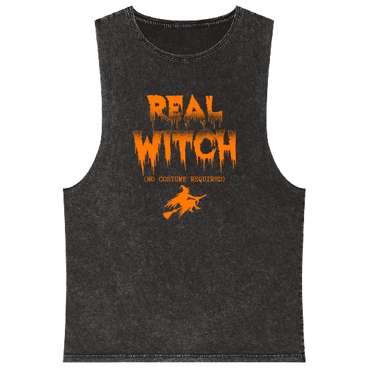 Real Witch (No Costume Required) Halloween Witches Mineral Wash Tank Tops