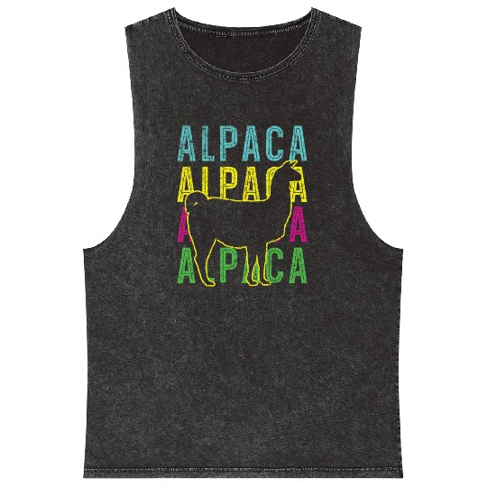 Alpaca Llama Lover Alpaca Whisperer Farm Animal Mineral Wash Tank Tops