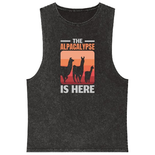The Alpacalypse Is Here Llama Alpaca Whisperer Mineral Wash Tank Tops