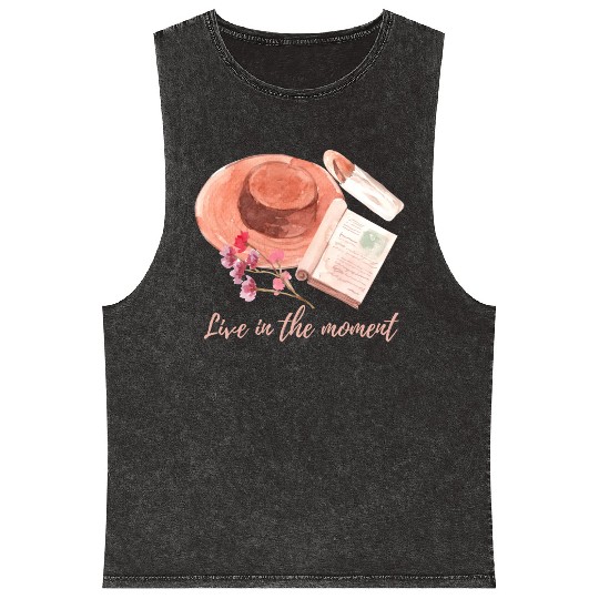 Live in the moment Mineral Wash Tank Tops
