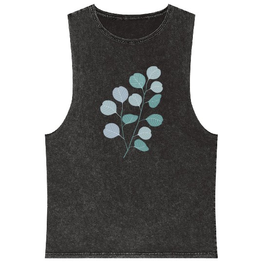 Eucalyptus evergreen design - natural plant leaves Mineral Wash Tank Tops