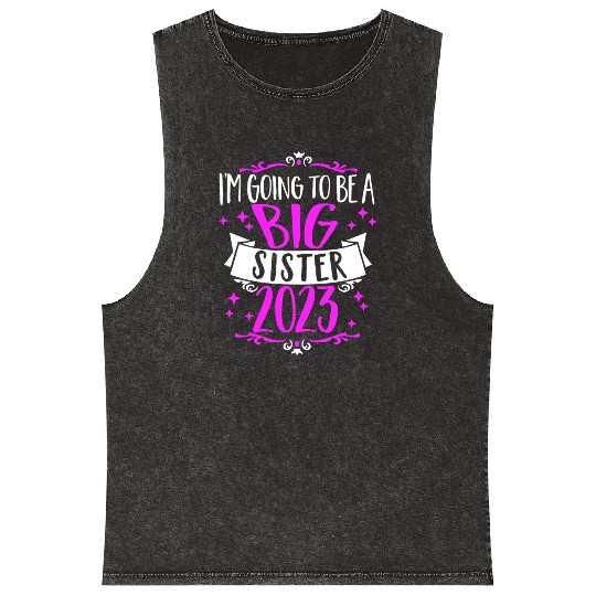Going to be a Big Sister 2023 Pregnancy Big Sis Mineral Wash Tank Tops