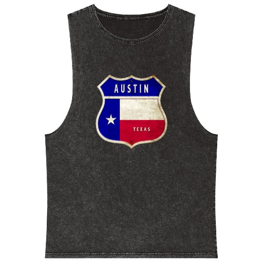 Austin Texas crest flags design Mineral Wash Tank Tops