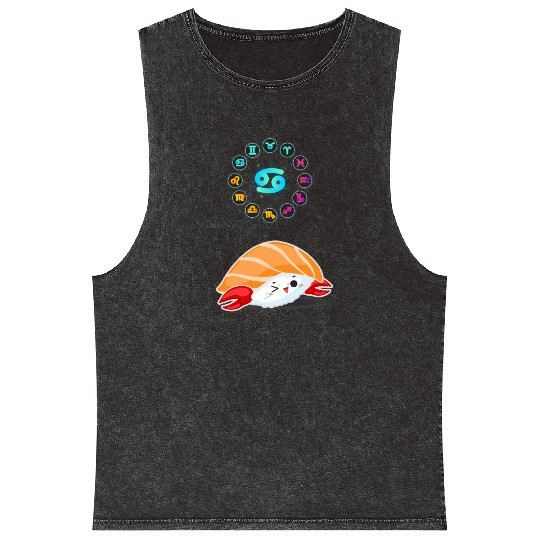 Japanese Sushi Funny Cancer Zodiac Sushi Lover Pun Mineral Wash Tank Tops