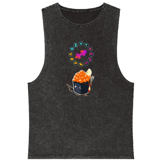 Japanese Sushi Funny Sagittarius Zodiac Sushi Pun Mineral Wash Tank Tops