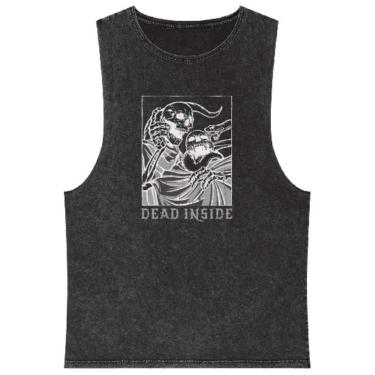 Skeleton Bones Tarot Card Occult Dead Gothic Mineral Wash Tank Tops