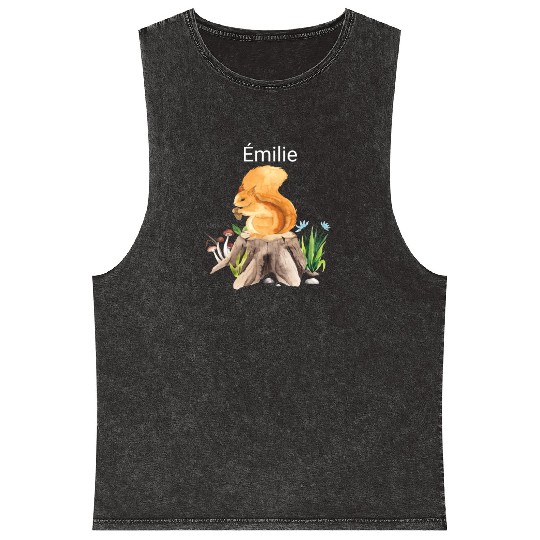 Forest animal squirrel with name Émilie Mineral Wash Tank Tops