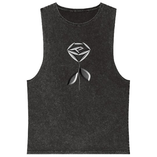 gray rose flower icon Mineral Wash Tank Tops