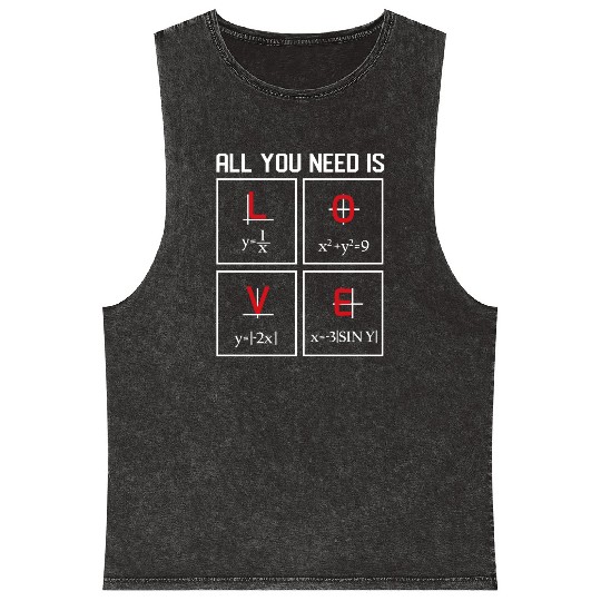 all you need is love Math Design Mineral Wash Tank Tops
