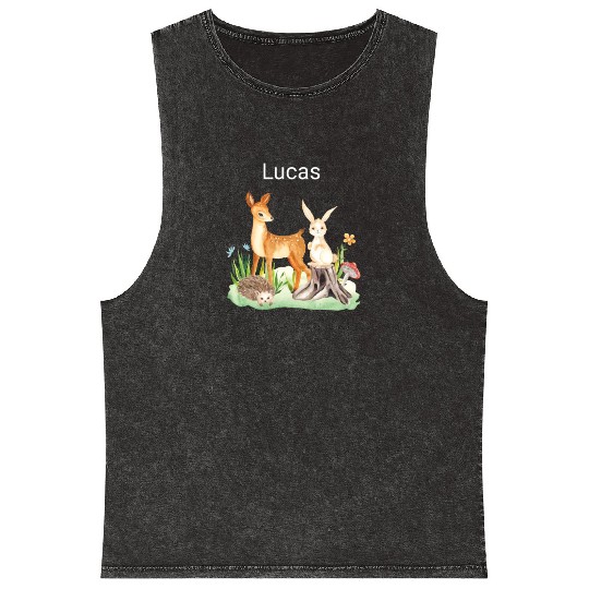 Animal deer rabbit hedgehog Lucas Mineral Wash Tank Tops