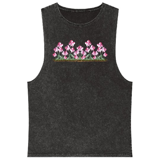 pink flowers glitter plants nature icon Mineral Wash Tank Tops