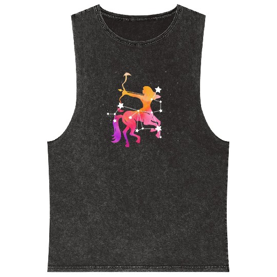 Sagittarius Zodiac Mineral Wash Tank Tops