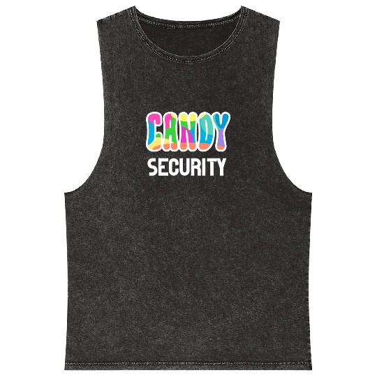 Funny Candy Security Halloween Gifts Mineral Wash Tank Tops