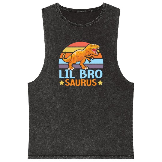 Lil Bro Saurus Best Bro Ever Brotherhood Dinosaur Mineral Wash Tank Tops