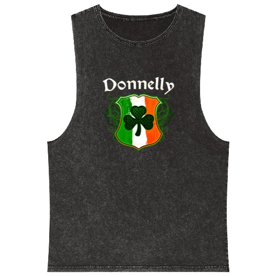 Donnelly Irish Surname Ireland Flag Shield Mineral Wash Tank Tops
